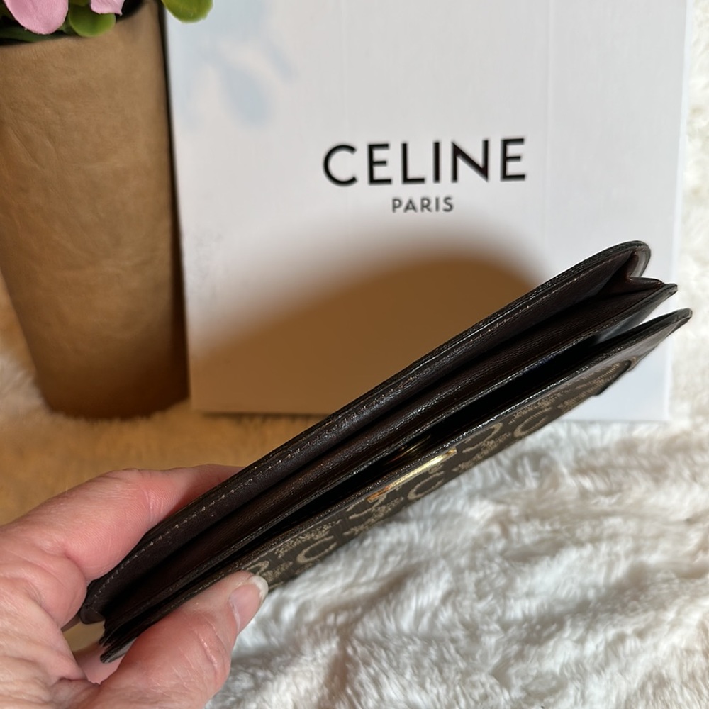 CELINE 🤎 Authentic rare wallet/chain carriage canvas/leather trim Belt bag etc - Picture 9 of 15